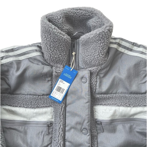 adidas Originals, Elongated Polar Fleece Jacket, Oversized Fit, Grey, Sz… - Picture 6 of 9